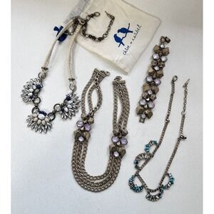 CHLOE & ISABEL Statement Jewelry Lot 3 Necklaces & 2 Bracelets Chunky Rhinestone